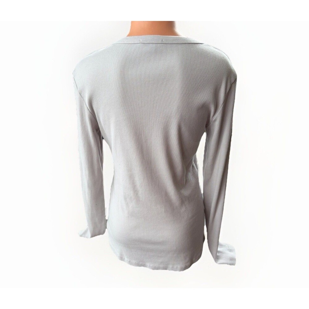 Standard James Perse Gray Ribbed Henley Shirt Size Large 3 US Long Sleeve - Picture 4 of 6